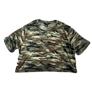 Cropped Camo Mesh T-shirt